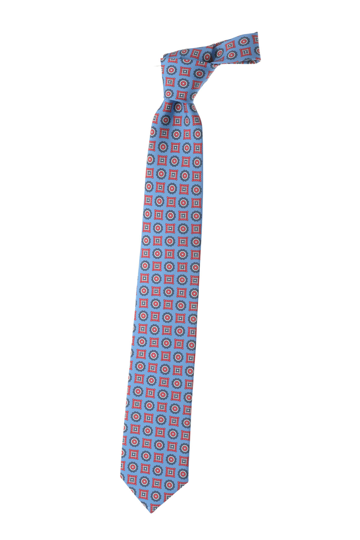 Cravate Homme 7 Plis En Soie Italienne - Bleu Navy Et Jaune Ocra, Neuve Avec étiquette